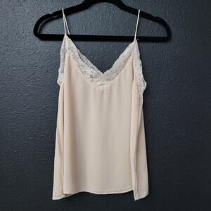 Zara Basic Lace Trim Cami Tank Top XS Blush Pink Sheer Lingerie Y2K